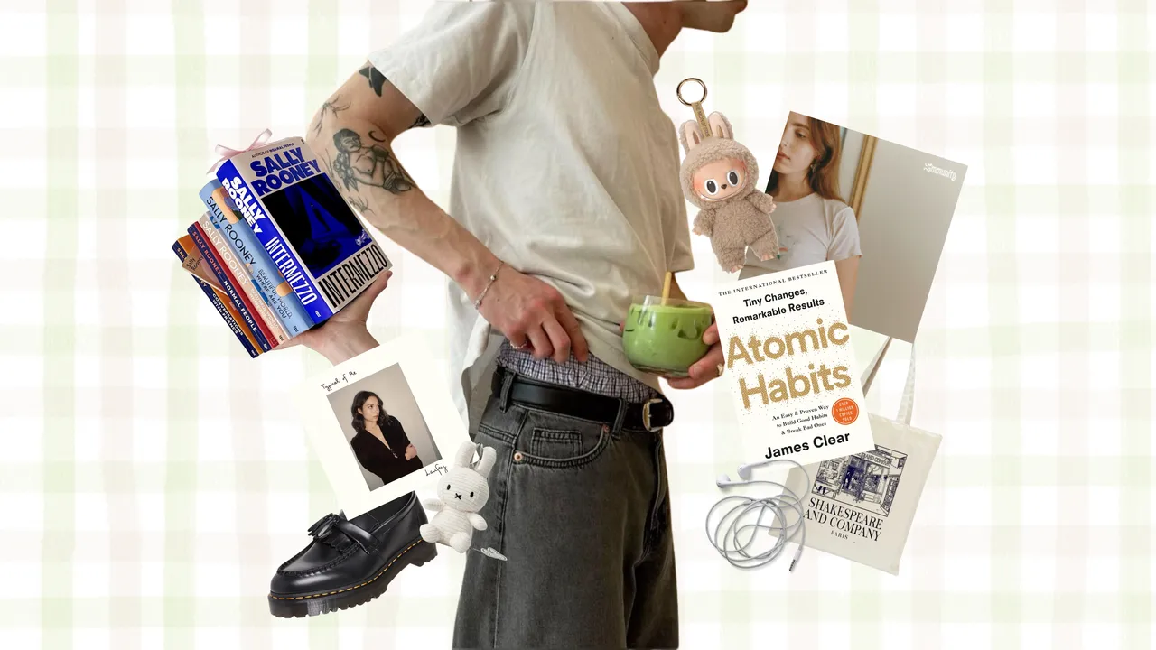 a man with a cup and other objects