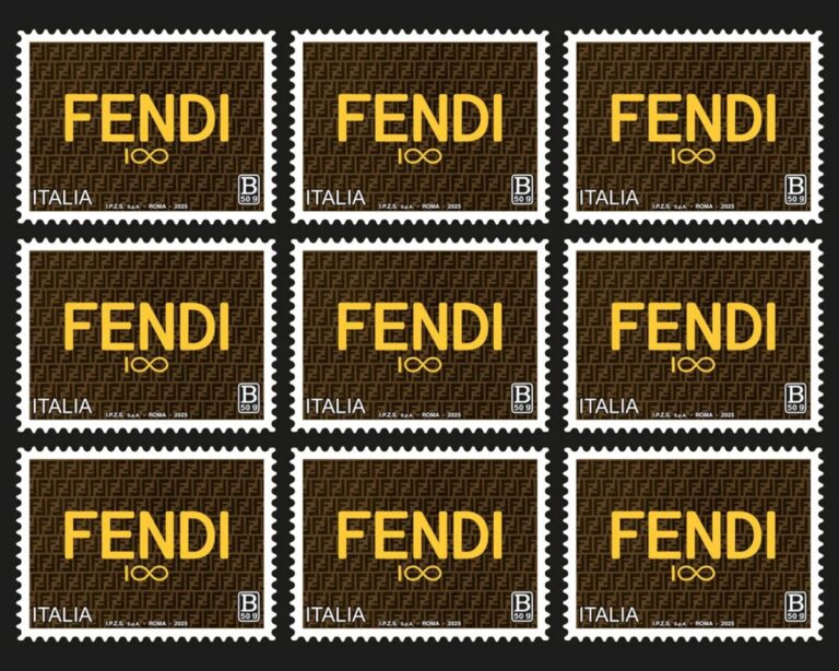 a group of postage stamps by Fendi