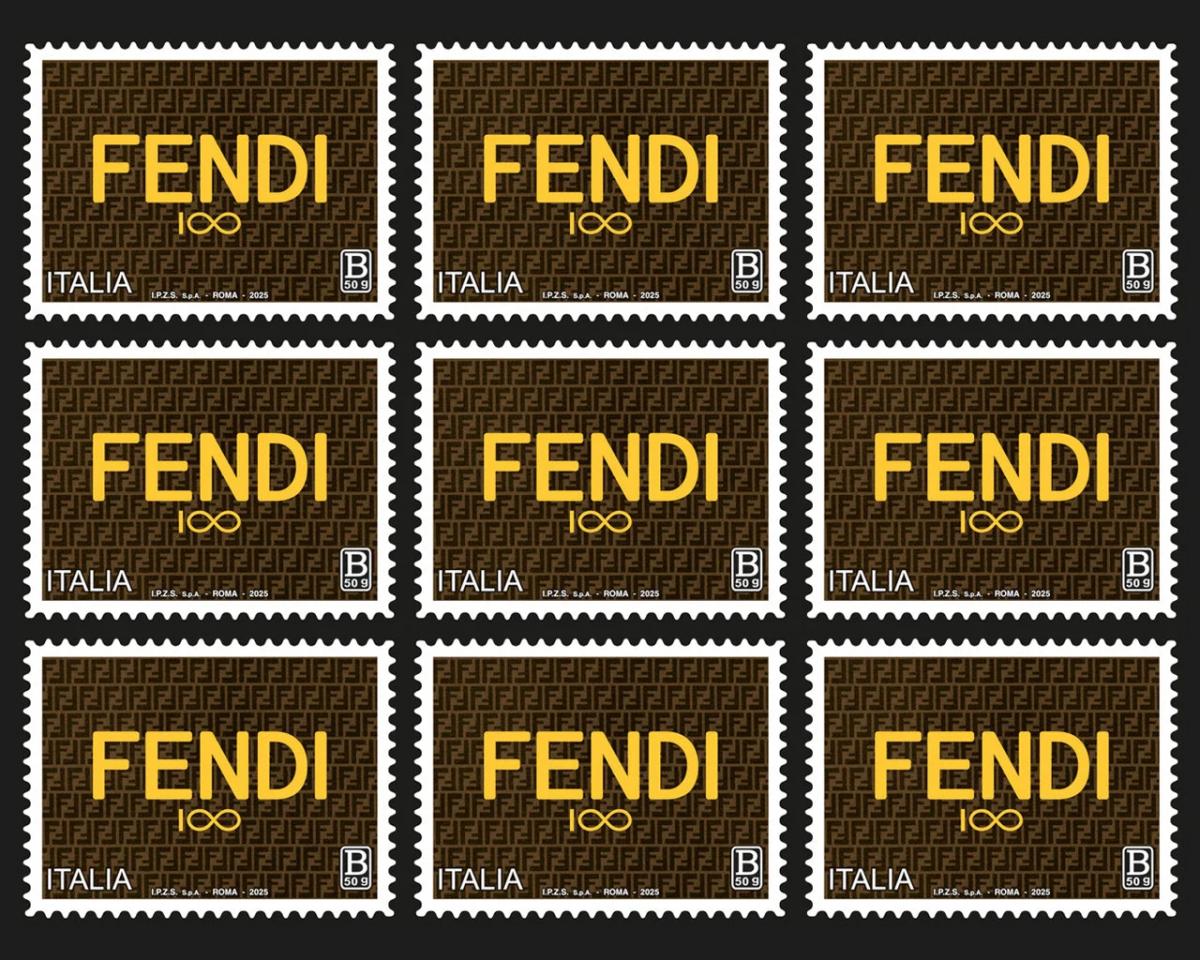 a group of postage stamps by Fendi